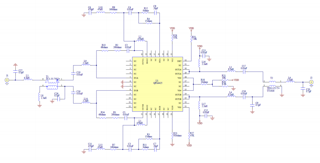 应用电路图 - Qorvo QPA4425射频放大器